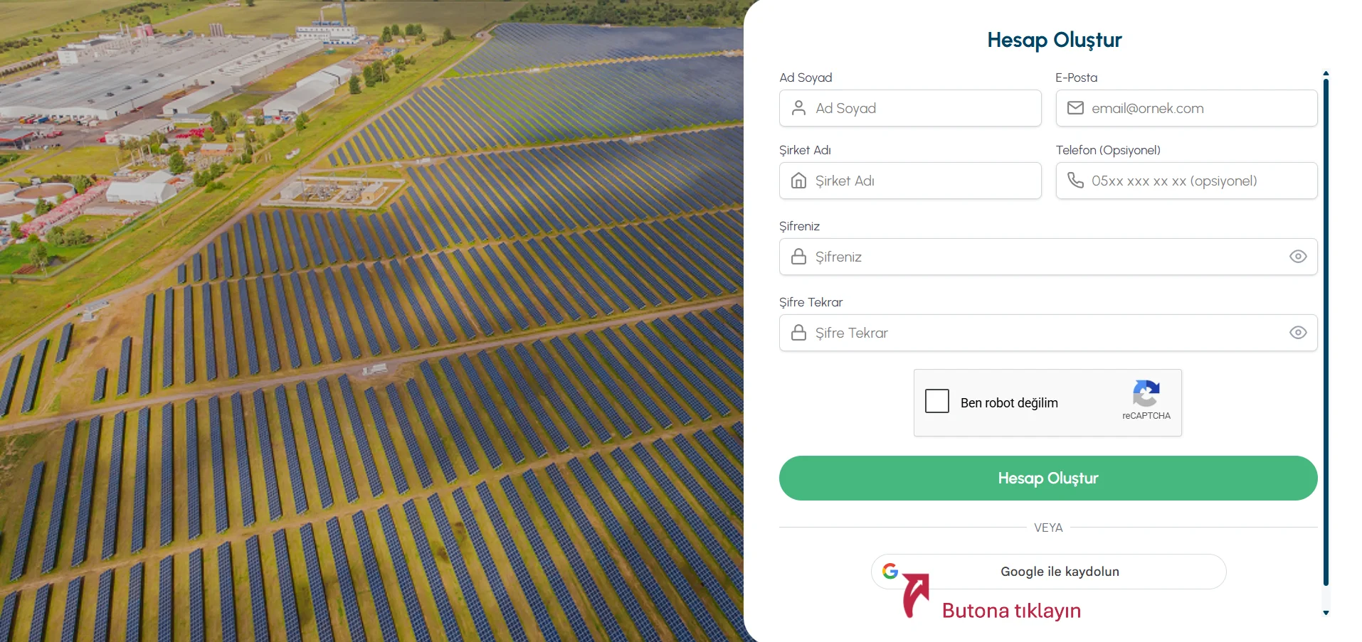 SolarTools Google kayıt