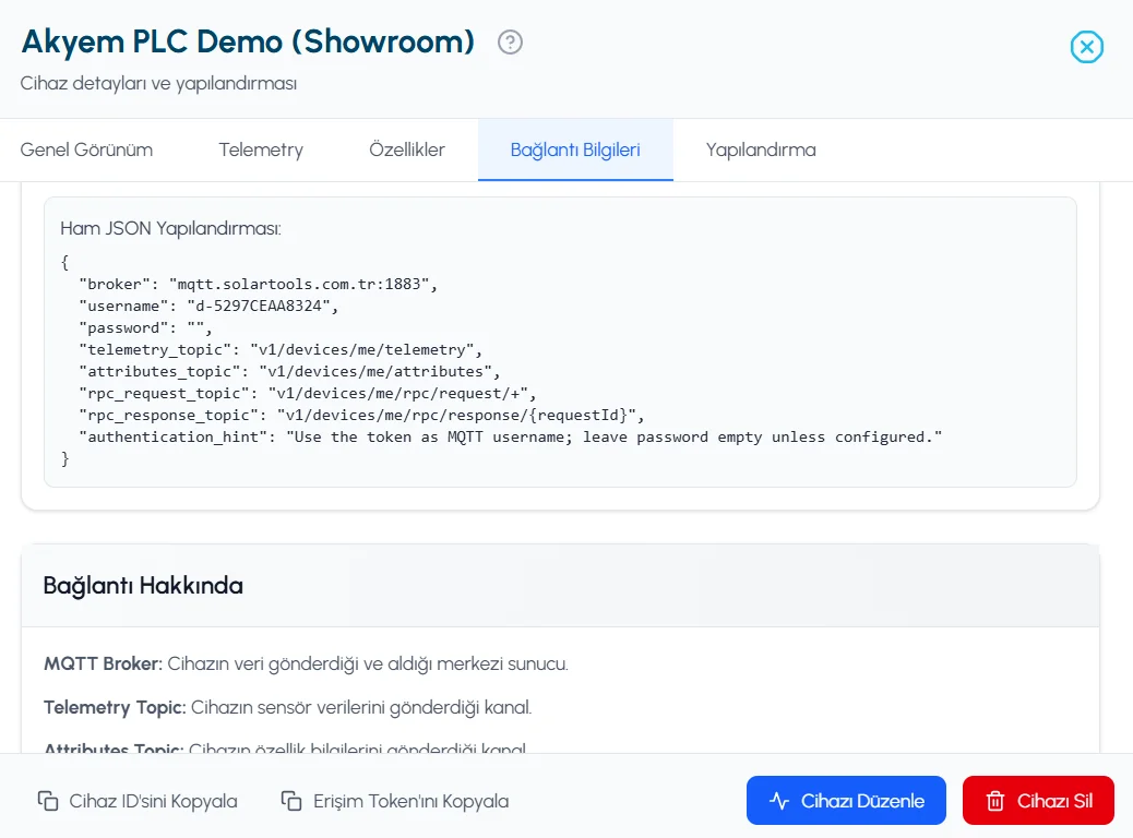 MQTT JSON configuration