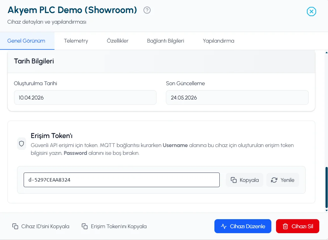 MQTT access token management
