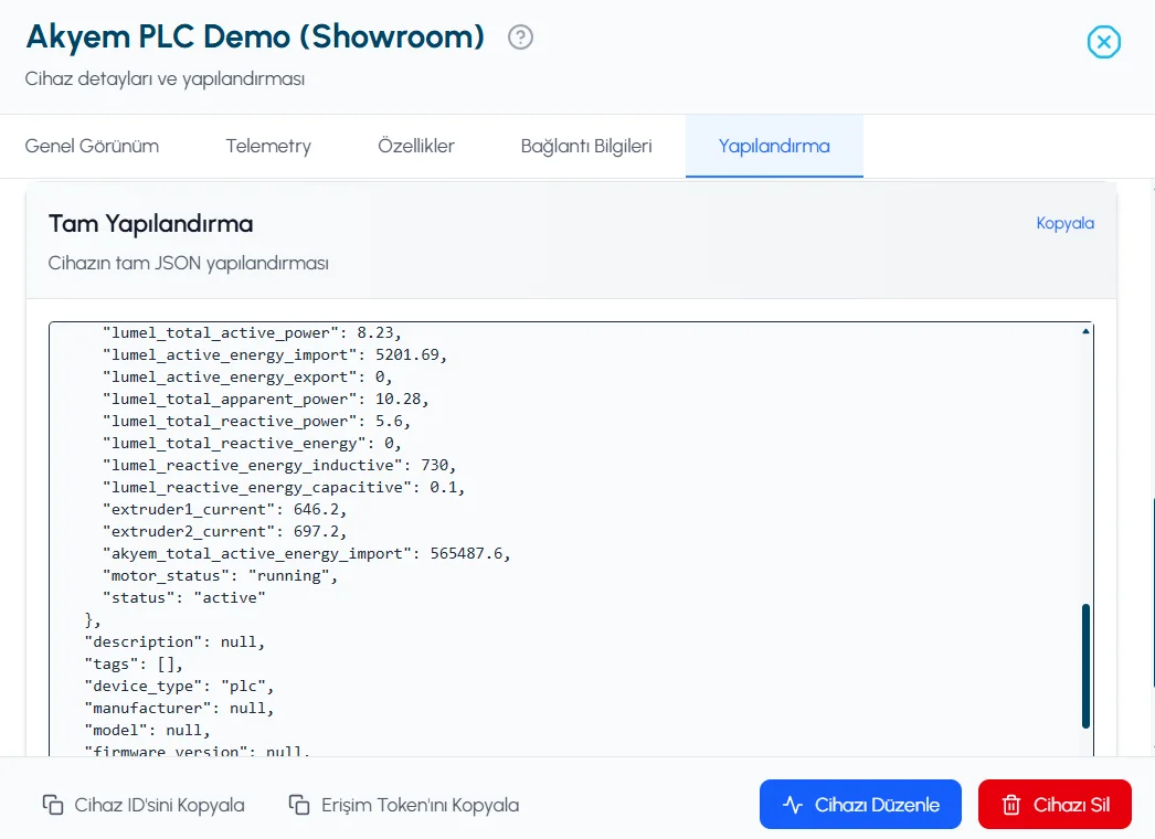 Complete JSON configuration