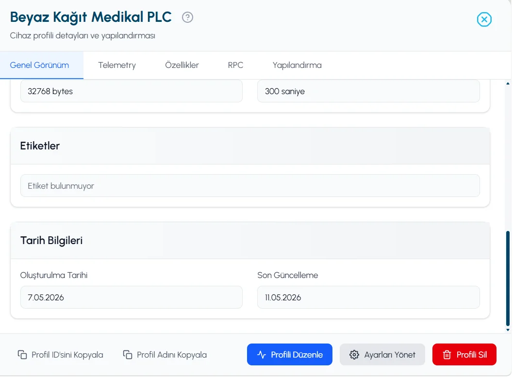 Device profile tags and date information