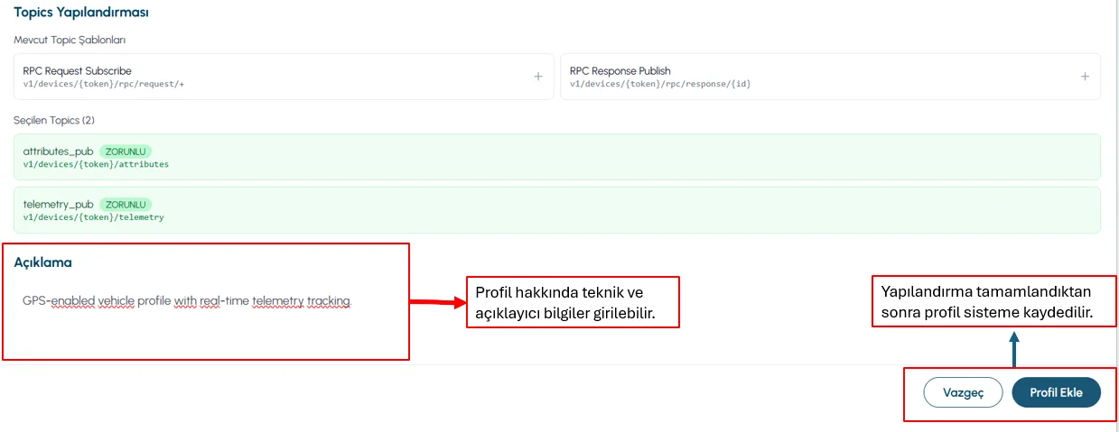 Profile description and save operation