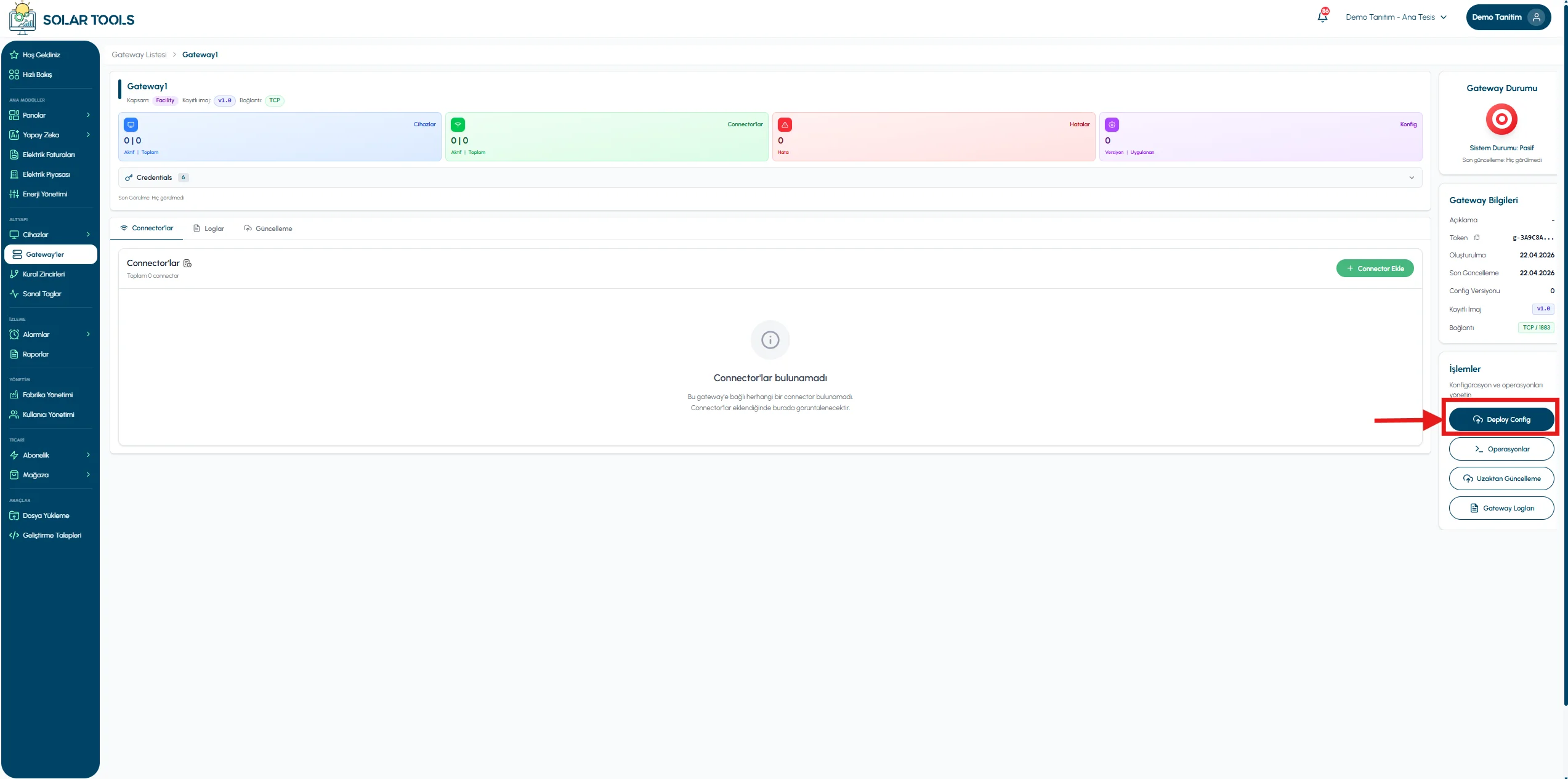 Gateway Configuration Builder Screen