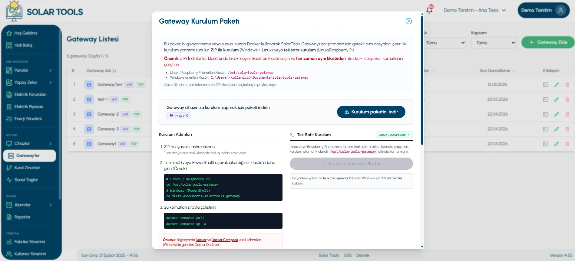 Linux Terminal - Executing Gateway Install Script