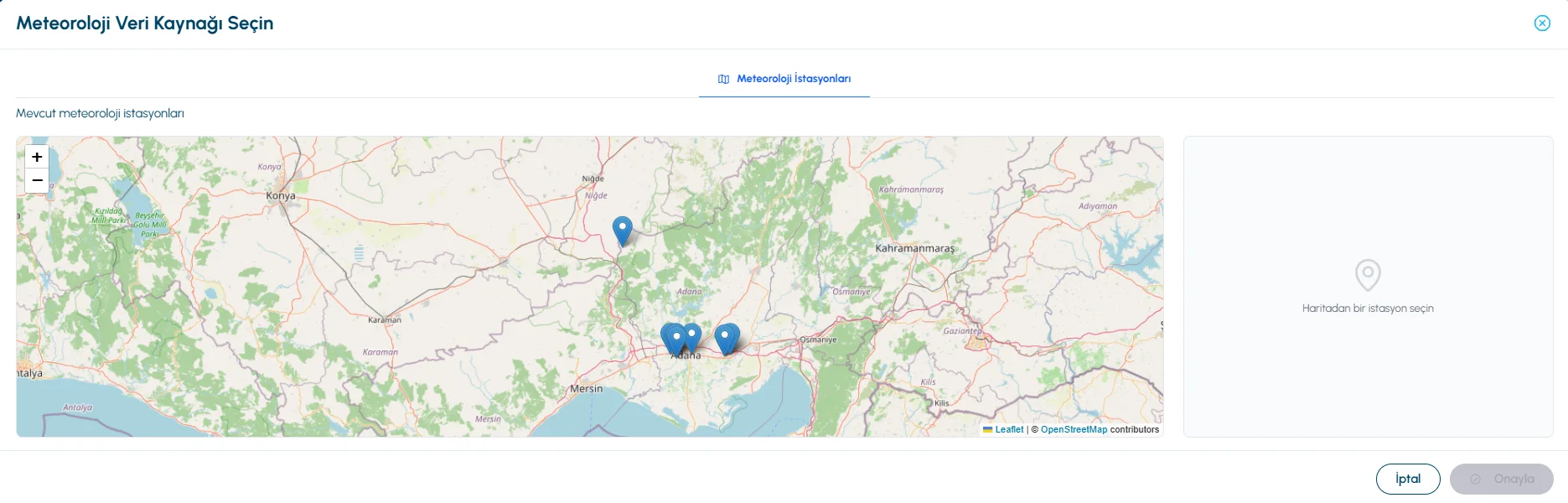 Selecting a weather station via map