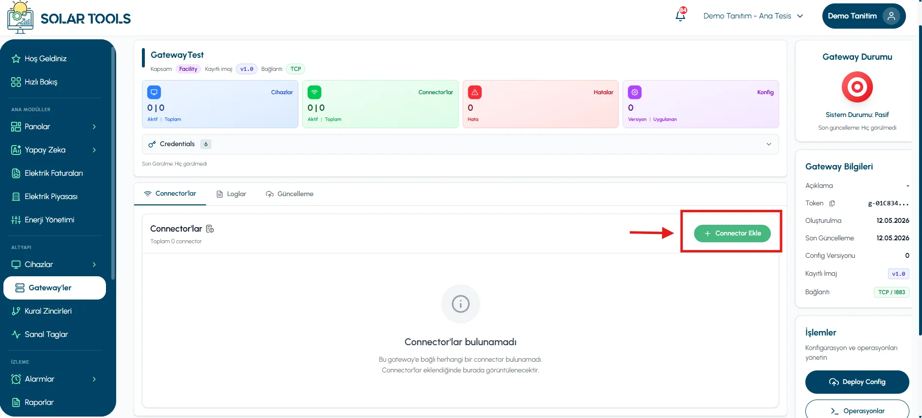 Connector Definition Screen