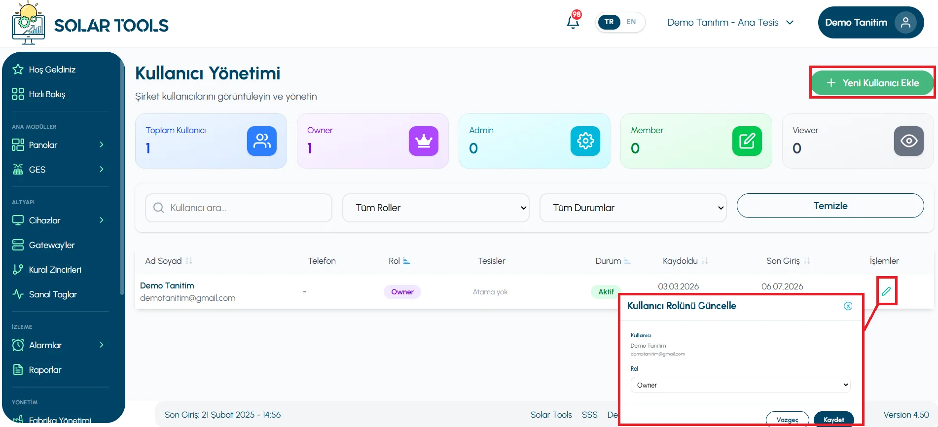 User Management Panel