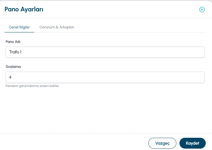 Dashboard settings general information tab