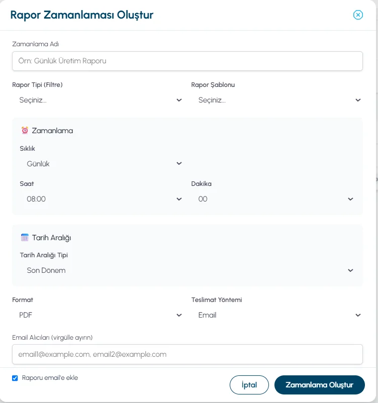 Scheduled Report Creation