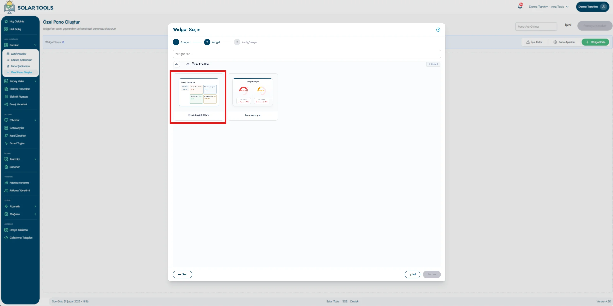 Energy analysis — view 1